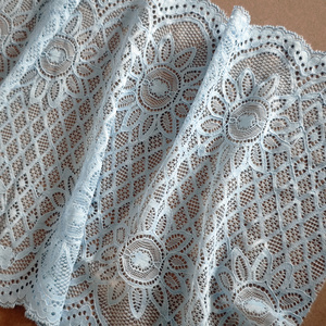 Light Blue Eco-Friendly <strong>Stretch</strong> <strong>Lace</strong> Trim <strong>Stock</strong> <strong>Lace</strong> <strong>Fabric</strong> for Garment Accessories - Product Image 2