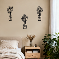 Vas Bunga Liar Logam Hiasan Dinding Minimalis Set Ornamen Seni Dinding Floral untuk Ruang Tamu Kamar Tidur Dekorasi Dinding Rumah Hadiah