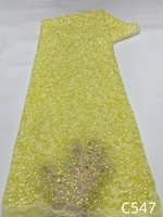 NI.AI Nouveau design Tissu en dentelle à sequins brillants, Tissu en dentelle à grandes paillettes, Tissu en dentelle pour robe de mariée avec sequins