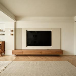 Meuble <span class=keywords><strong>TV</strong></span> flottant en <span class=keywords><strong>bois</strong></span> de style nordique pour salon, unité <span class=keywords><strong>TV</strong></span> moderne sur mesure pour la maison - Product Image 1