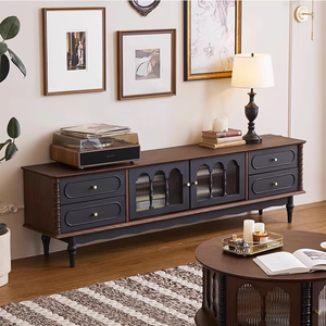 Meuble TV en bois massif rétro britannique Tuochen, salon d'appartement, meuble de rangement audiovisuel sur pied pour la famille - Product Image 4