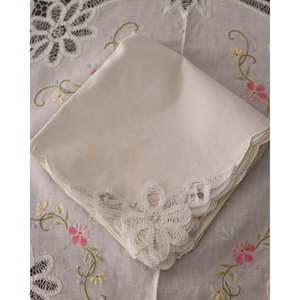Round Linen <b>Tablecloth</b> with Renaissance <b>Lace</b> and Colorful Embroidery - Product Image 6