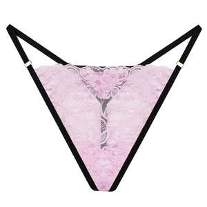 Tanga de Encaje Floral Transparente para Mujer, con Tirantes Finos, Cintura Baja, Sexy, Ropa Interior con Entrepierna de Algodón Transpirable - Product Image 1
