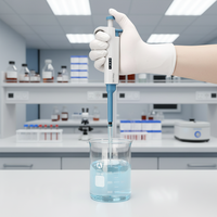Pipetas de Volumen Ajustable de un Solo Canal de Plástico Qpette de Alta Calidad, 1000-10000L, Pantalla Táctil LCD, Multicolor, para Uso en Laboratorio