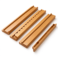 JoyLink – Poussoir de Mahjong en Bois Personnalisé, Classique, Luxueux, Durable, Multicolore, 17,5-20 Pouces, Bords Droits et Courbes, Lot de 4 pour Table