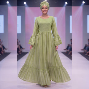 Spring Summer Green Rayon Embroidered Long Maxi Dress Best Women <b>African</b> Ethnic Fashion Luxury Eco-Friendly Bishop Sleeve Modest - Product Image 2