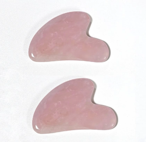 Utensilios de masaje para el rostro con piedras naturales gua sha de jade y cuarzo rosa - Product Image 6