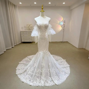 Robes de mariée sirène européennes personnalisées, sexy, avec dentelle scintillante et corset, Lsjj35 - Product Image 4