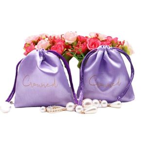 Customized Logo Printing Mini Satin Gift Bag Small Drawstring Jewelry Pouch with Personalized Design <b>Textile</b> <b>Packaging</b> - Product Image 1
