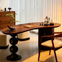 Table à thé et chaises en bois massif de style vintage, bureau à double usage, design nordique, meubles de salon