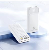Batterie externe 20000 mAh 10000 mAh 22,5 W à charge rapide, grande capacité avec cordon intégré, alimentation mobile, chargeur multi-ports