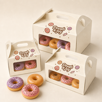 Boîte à gâteau personnalisée en matériaux recyclés avec poignée, impression de logo en feuille d'or pour bonbons, chocolats, biscuits, desserts, emballage cadeau