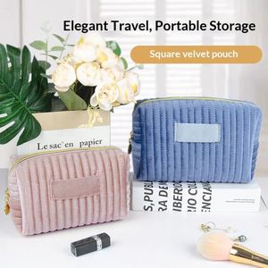 Women's Large Capacity Velvet Octagon Makeup Bag Zipper Soft Handle Travel for Storage Pouch Stone Pattern Cosmetic Bags - Product Image 3