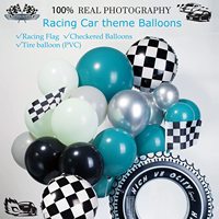 130 pièces deux décorations d'anniversaire rapides bleu vert blanc drapeau à carreaux ballons voitures de course ballon guirlande Kit fournitures de fête