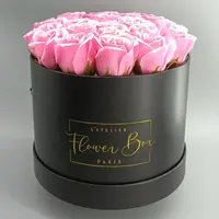 Caja de papel de alta calidad impermeable, elegante, cartón, redonda, rosa, flor, sombrero, con taza de PVC