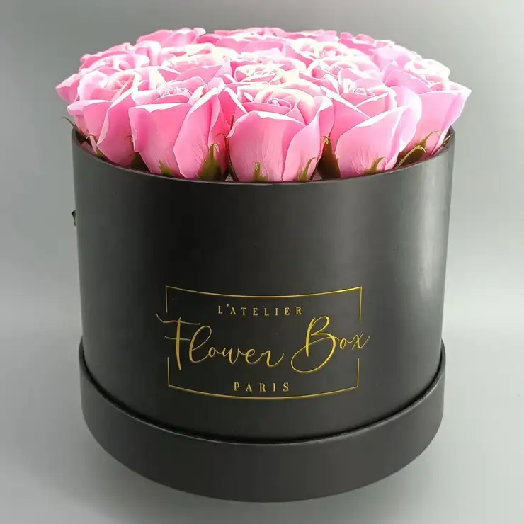 Kotak Topi Bunga Mawar Bulat Kardus Hadiah Elegan Tahan Air Kertas Kualitas Tinggi dengan Cangkir PVC