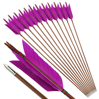 Flèches de chasse à l'arc AMEYXGS, 33 pouces, en bambou, flèches Flu Flu, flèches de pratique de tir à la cible avec 4 plumes de dinde pour la chasse en plein air