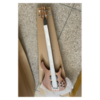 JELO Guitare basse électrique 4 cordes 43 pouces avec corps en sapele et 24 frettes semi-fermées en nickel Touche en bois de rose, érable et ébène