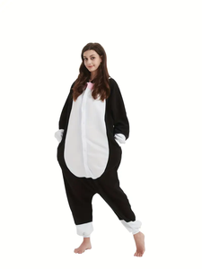 2025 tutina in pile, tutina nera per <span class=keywords><strong>gatti</strong></span>, <span class=keywords><strong>pigiama</strong></span> da donna <span class=keywords><strong>con</strong></span> <span class=keywords><strong>stampa</strong></span> di animali cartoni animati, abbigliamento da notte in flanella-MOQ 3 pz - Product Image 4