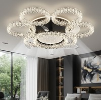 Lustre de plafond français élégant, ventilateur LED silencieux avec pales rétractables, anti-poussière pour salon