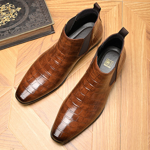 Botas Chelsea para Hombre, de Cuero Genuino, Punta Puntiaguda, Sin Cordones, Antideslizantes, para Todas las Temporadas, Uso Formal - Product Image 3