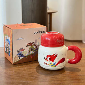Taza de cerámica Zuo Mu Zootopia con tapa, taza resistente al calor para parejas, regalo de café para oficina, cumpleaños o festivales - Product Image 5