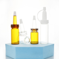 Botol kaca kecil transparan amber, botol kosong Perawatan Kulit medis, botol cairan obat bening steril