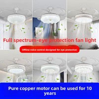 Ventilateur de plafond LED invisible de 42 pouces avec télécommande, lumière à couleur variable, design moderne, rétractable, 220V