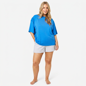 Vestido Camiseta Extra Grande Personalizado para Mujer, 100% Algodón, Corte Regular, Cuello Redondo, Manga Mariposa, Transpirable, Estilo Urbano - Product Image 1