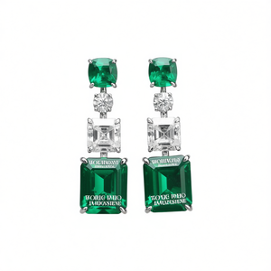 Orecchini Pendenti Smeraldo Worig Pho Imdossiene con Montatura a Griffe, Gioielli da Festa Geometrici da Donna in Lega, alla Moda - Product Image 1