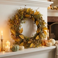 Porte Artificielle Classique Faite à la Main de Haute Qualité, Style Ferme, pour Halloween, Automne, Eucalyptus Plastique, Thanksgiving, Fête de la Récolte
