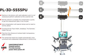PULI 3D Achsvermessungsgerät PL-3D-5555PU Auto-Kamera Achsvermessungssystem für Sturz 10°, Spurverbreiterung 20°, Spurweite 20° - Product Image 2