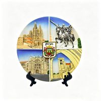 Plato Decorativo Personalizado de Resina 3D de Burgos, España, Recuerdo de Viaje Urbano Global, Plato Conmemorativo de Lugares Históricos de Europa, Venta al por Mayor
