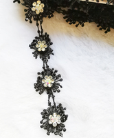 35mm Noir Dentelle Fleurs avec Mix Couleur Pierre Chaîne Colle sur Vêtement et Flatback Colle sur Chaussures Haut Comme Décoration Vente Chaude