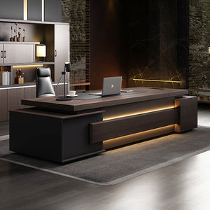 Bureau de direction de luxe bureau en forme de L ensemble table et chaises de bureau pour patron mobilier de bureau en bois bureau design moderne pour PDG - Product Image 1