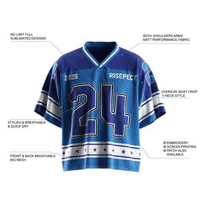 เสื้อเจอร์ซีย์ฟุตบอลอเมริกันสไตล์เรโทรผ้าตาข่ายสำหรับผู้ชาย เสื้อรักบี้วินเทจแบบปรับแต่งได้ เหมาะสำหรับใส่ลำลองและฝึกซ้อม - Product Image 4