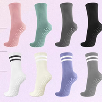 Chaussettes athlétiques antidérapantes pour femmes avec logo personnalisé Pilates Crew antidérapant avec coussin intérieur en éponge Yoga