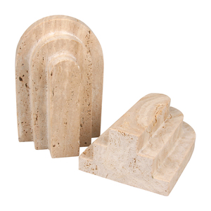 Accessoires de bureau en <span class=keywords><strong>marbre</strong></span> au design classique moderne Arche décorative <span class=keywords><strong>Serre</strong></span>-livres en travertin beige - Product Image 5