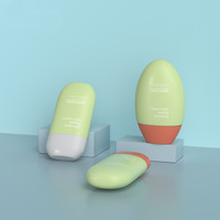 Nouveau design de bouteille de protection solaire ovale de 50ml, emballage de bouteille de protection solaire, emballage de lotion cosmétique en plastique PE, conteneur de bâton de protection solaire