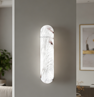 Lampe murale LED moderne en marbre pour chambre à coucher, hôtel, intérieur, lampe murale décorative en marbre de pierre d'albâtre pour la maison, lampe de chevet LED