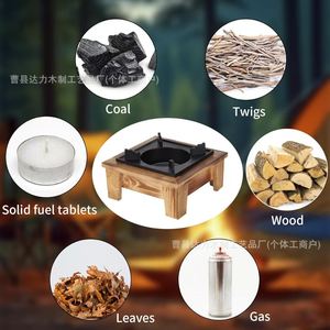 Wood Burning <b>Stove</b> With Wooden Base Portable Outdoor Camping <b>Stove</b> For Cooking And Heating - Product Image 1
