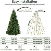 Guirlande lumineuse LED de Noël en forme d'étoile à cinq branches, changeant de couleur, télécommandée, basse tension, alimentée par USB, pour le sommet de l'arbre
