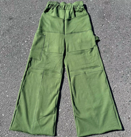 Écussons de broderie en chenille personnalisés OEM pantalon de survêtement Baggy à jambe droite et large avec slogan pantalon évasé vintage délavé à l'acide pour hommes