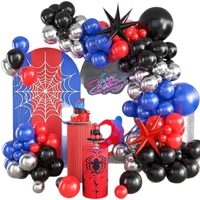 Kit d'arche de ballons araignée avec BONUS Starburst pour décorations d'anniversaire Spidy, ballons araignée rouges et bleus pour fête Spidy Man Globo