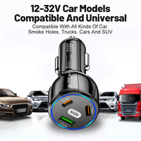 Pengisi Daya Mobil Listrik 90W 3-in-1 Berkualitas Tinggi QC3.0 PD Type-C USB Pengisian Cepat Perlindungan OTP Bahan Tahan Api PC Ponsel