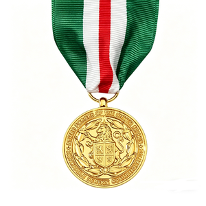 Médaille commémorative en métal plaqué or 3D avec ruban, souvenir pour événements - Product Image 1