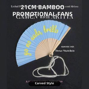 Éventails personnalisés imprimés de 21 cm avec manche en bambou, surface en tissu traditionnel vintage, technique de gravure pour la décoration intérieure et promotionnelle - Product Image 3