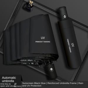 Sombrilla Plegable con Logotipo Impreso, Protección Solar UV Doble, Grande, para Hombre y Mujer, de Goma Negra - Product Image 6