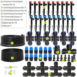 Kit d'irrigation goutte à goutte 1/2 pouce à connexion rapide pour système d'arrosage des plantes de jardin - Product Image 1