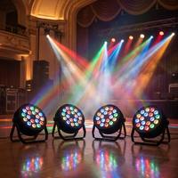 Nouveau design, pack de 4 projecteurs LED PAR plats 18x15W RGBW DMX512, activés par le son, indice IP33, projecteur de scène à intensité variable pour